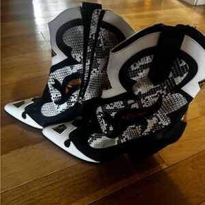 Stylish Black and White Western Boots